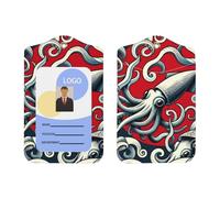 Squid-Blessing-Japanese Art Porte-badge en cuir synthétique avec cordon, porte-badge vertical pour Ofiice