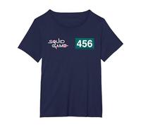 Squid Game Player 456 Numéro et Logo T-Shirt, Femme Grandes Tailles, Bleu Marine, 1X