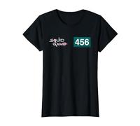 Squid Game Player 456 Numéro et Logo T-Shirt, Femme, Noir, M