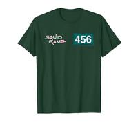Squid Game Player 456 Numéro et Logo T-Shirt, Homme, Vert Forêt, XL