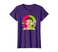 Squid Game Red Light Green Light Doll Coréen Texte Logo T-Shirt, Femme, Violet, XL