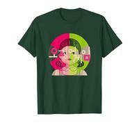 Squid Game Red Light Green Light Doll Coréen Texte Logo T-Shirt, Homme, Vert Forêt, M