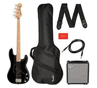 Squier by Fender Affinity Precision Bass Pack, touche en érable, noir, sac de concert, Rumble 15 EU