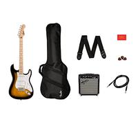 Squier by Fender Sonic Stratocaster Pack guitare électrique, touche en érable 2 couleurs, Sunburst sac de transport, amplificateur de guitare Squier Frontman 10 W, médiators, sangle, câble, livré avec