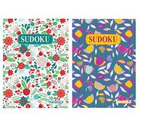 Squiggle Lot de 2 cahiers de puzzle de voyage Sudoku Floral Format A5 128 pg