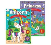 Squiggle Lot de 2 livres d'activités et de coloriage A4 Licorne et Princesse