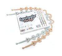 Squiggle Strap® 2pcs Silicone Antimicrobien de Qualité Alimentaire Ajustable, Sangle de jouet Multi-Usage (rose blush et gris froid)