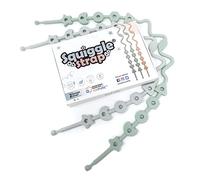 Squiggle Strap® Attache-Jouets Silicone (Lot de 2) - Sangle Anti-Chute Poussette, Chaise Haute & Siège Auto - Attache Anneau Dentition & Tasse - Silicone LFGB Antimicrobien (Bleu & Gris)