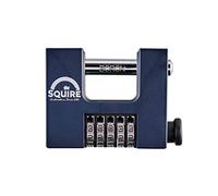 Cadenas Squire robuste (CBW85) - Anse rotative la plus résistante - Cadenas à bloc à combinaison à 5 viroles - Acier allié anticorrosif - Cadenas étanche pour maison, école et garage (Bleu, 85 mm)