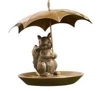 Squirrel Bird Feeder, Umbrella Feeding Station, Outdoor Metal Animal Feeder, Weather Resistant Hanging Rack, for Balcony Patio Garden Backyard Outdoor Wildlife Feeding Decoration 10x10x9cm