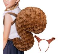 Squirrel Costume Set - Soft Plush Ears,Tail With Headband | Animal Role-Playing Costume For Halloween, Birthday Parties, Masquerade | Kids Dress-Up Set For Classroom Performance And Play, 40x3