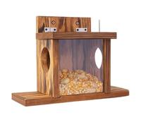 Squirrel Feeder House - Station d'alimentation en chipmunk en plein air, Decors de jardin | Maison en puple en bois carbonisé pour les oiseaux et la petite faune, facile à remplir est livré avec un pa