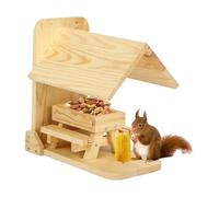 Squirrel Feeder Table With Umbrella - Outside Wooden Picnic Table Feeder For Squirrels With Corn, Easy Refill Large Squirrel Feeders With Corn Cob Holder | For Yard, Porch, Tree, Fence, Window