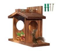 Squirrel Feeders Outside - Weatherproof Wooden Snacker Feeder, Roofed Seed Seed Station | Garden Wildlife Buffet Stand, Backyard Dining Shelter, Chipmunk Gathering Post, Bird Bath Complement Dish