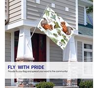 Squirrel Flag 3x5 FT Cute Animal Winter Christmas Squirrels in Tree Branch Leaves Outdoor Flags Large Welcome Yard Banners Home Garden Yard Lawn Decor