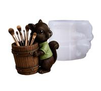 Squirrel Pen Holder Mold, 3d Animal Organizer, 4.33 Inches Casting Tool with Soft Build, Flexible Silicone Sculpting, Reusable Device with Detailed Style, Planter Mold for Diy Art and Decor
