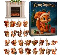 Squirrel Pendant Countdown Calendar - 2D Flat 24-Day Keepsake | Cute Squirrel-Themed Ornament With Numbered Design, Lightweight Build, And Hanging Loop For Kids, Friends, Tree, Window, Or Wall