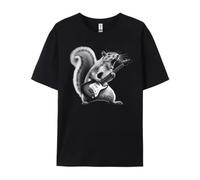Squirrel Playing Guitar Rock and Roll for Men Women Kids Mens Clothing 2025 Men's Clothing 2025 Valentines Day Black XXL