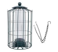 Squirrel Proof Bird Feeder | Chewproof & Rustproof Iron Cage for Wild Birds | Clear Tube Hanging Feeder for Garden/Patio/Panes | 7.1x12.6in, Robust