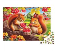 Squirrel Puzzle à Assembler 1000 Pièces Matériau Recyclable Berry Feast Adulte Puzzles Temps de Jeu en Famille Props Intéressant Jeu de Famille pour Maison 52x38cm/1000pcs