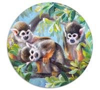 Squirrel singes-Wildlife Painting Style 1000 Pièces Puzzle pour Adultes Et Enfan Puzzle Rond Décompression Créative Jeu Cadeau Unique 1000pcs (67.5x67.5cm)