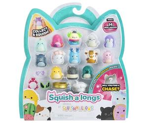 Squish-a-Longs Lot de 14 Mini-Squish de 2,5 cm de série 1, Wave 2 avec (4) Accessoires, (1) Anneau de Fixation et (1) Guide du collectionneur - Collectionnez, échangez et jouez