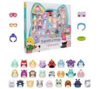 Squish-a-Longs Lot de 25 - Série 2 - (25) Mini-Squish de 2,5 cm, 5 Accessoires, 1 Anneau et 1 Guide de Collection - 2 Figurines Chase - Collectionnez, échangez et jouez