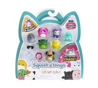 Jazwares Squish-a-Longs Lot 8 Mini-Squish 2,5 cm (Style 1 - W2) avec 2 accessoires, 1 anneau, guide