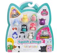 Squish-a-longs Lot de 8 Mini-Squish de 2,5 cm (Style 4 - W2) - avec (2) Accessoires, (1) Anneau et Un Guide de Collection - Collectionnez, échangez et jouez