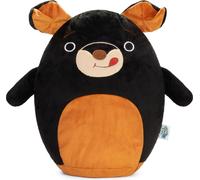 SQUISHBRUBIES Benny le chien - 35 cm Peluche - Peluche super douce pour câliner, offrir et collectionner - noir et marron