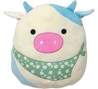 Squishmallow Officiel Kellytoy Peluche Ferme Squad Squishy Peluche Douce Animaux (Vache Belana (Bandana Vert), 11 Pouces)
