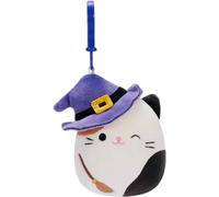 Squishmallow Oreiller Kellytoy officiel pour Halloween avec clip de 8,9 cm, chat sorcière cam