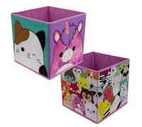 Squishmallows Boîtes de rangement sous licence officielle | Lot de 2 cubes de rangement pliables motif chat, licorne | Parfait pour organiser une chambre d'enfant, une salle de jeux pour enfants