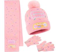 Squishmallows Bonnet Fille et Ado 3 Pièces, Ensemble Bonnet Écharpe Gants, Maille Douce, Accessoires Hiver, Idée Cadeau