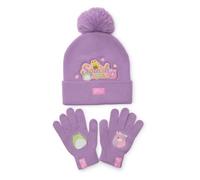 Squishmallows Ensemble bonnet et gants d'hiver - Bonnet avec pompon et gants en tricot - Design Squish Squad - Doux et confortable 100 % acrylique - Produit officiel pour fille