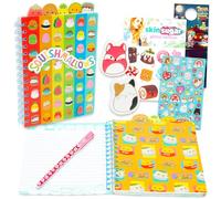 Squishmallows Ensemble de journal intime - Ensemble avec carnet de notes de 80 pages + autocollants, gommes, stylo, tatouages, plus de journal pour enfants