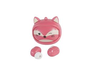 Squishmallows Fifi The Fox Écouteurs sans Fil avec étui de Chargement changeant de Visage Bouton Lecture/Pause Microphone intégré pour Les appels Portée Bluetooth 10 m Contrôle du Volume