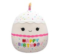Squishmallows Gâteau d'anniversaire original Lyla Vanilla de 35,6 cm avec broderie arc-en-ciel - Grande peluche officielle Jazwares