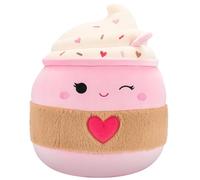 Squishmallows Jenny The Pink Latte Original de 35,6 cm avec manchon en forme de cœur pelucheux - Peluche officielle Jazwares (taille L)