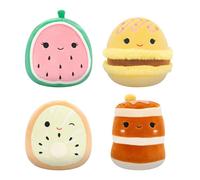Squishmallows Lot de 4 Aliments Originaux de 12,7 cm - Kachina Kiwi, Rayen Pancakes, Visconti Lemon Macaron, Wanda Watermelon