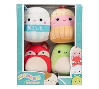 Squishmallows Micromallows Pack de 4 Original Clara la Cupcake, Fifi la renarde, Henry la Tortue, Melly la Brique de Lait