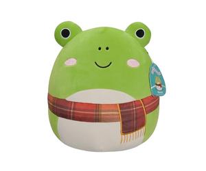 Squishmallows Originaux 30cm Wendy la Grenouille Verte avec l'écharpe à Carreaux, Ajoute Wendy à Ton équipe, Peluche Ultra Douce