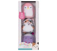 Pack de 3 Peluches Micromallows Original Squishmallows - Peluches de 6,3 cm Pingouin, Boisson Boba et Chat