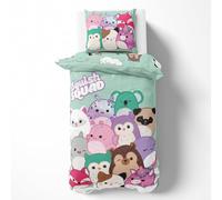 Squishmallows Parure de lit en coton 135 x 200 cm et 80 x 80 cm - Parure de lit pour enfant adolescent - Doudous tendance avec koala, licorne, renard, etc. - 2 pièces
