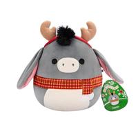 Squishmallows Peluche Jason, l'âne de Noël avec bois 19 cm, peluche officielle Jazwares, super douce