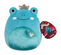 Squishmallows Peluche originale Ludwig Grenouille turquoise avec cœurs et couronne 19,1 cm