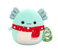 Squishmallows Richie l'Axolotl bleu sarcelle original de 19,1 cm avec écharpe à pois rouges