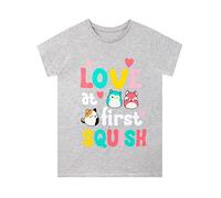 Squishmallows T-Shirt T-Shirt à Manches Courtes pour Filles Squish Tee pour Enfants Gris 10-11 Ans