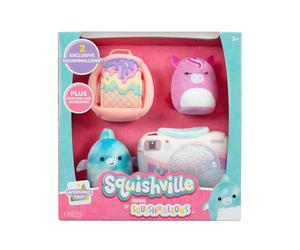 Squishville SQM0515 - Kit d'accessoires - Excursion du Week-End, Mini squishmallows Super Doux, Figurines en Peluche de 5 cm avec Accessoires