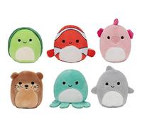 Squishville Squishmallow Sealife Squad, 6 mini animaux marins doux en peluche colorée, irrésistiblement douce, mini requin, loutre et hippocampe 5,1 cm